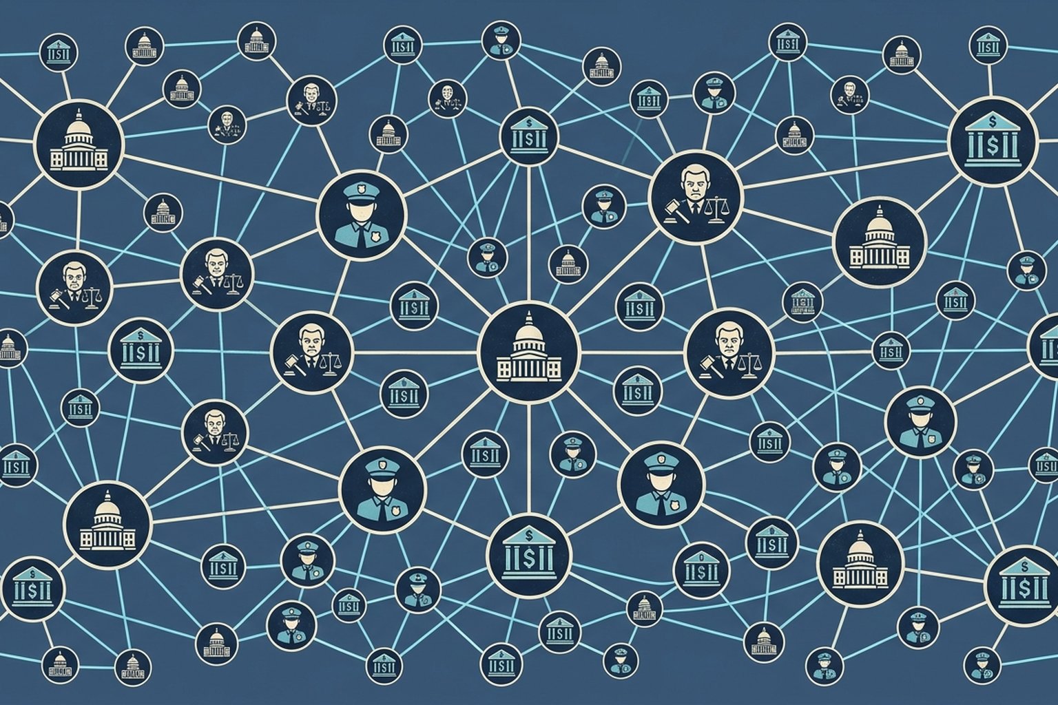 Decentralized government concept — distributed authority and decision-making across local entities and communities